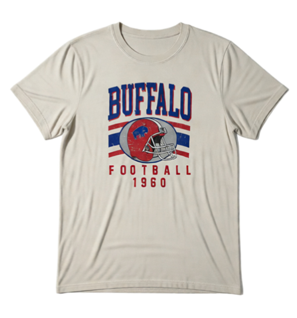 Comfort Colors Buffalo Football 1960 Size L Cream T-Shirt